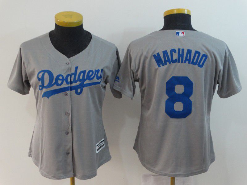 Women Los Angeles Dodgers #8 Machado Grey MLB Jerseys